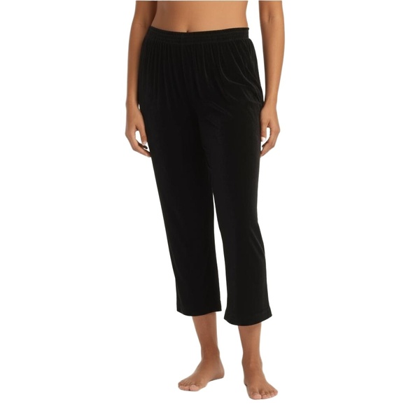 Alfred Dunner Velour Pants 16P Black Proportioned Short High Rise Elastic Waist - Picture 1 of 11